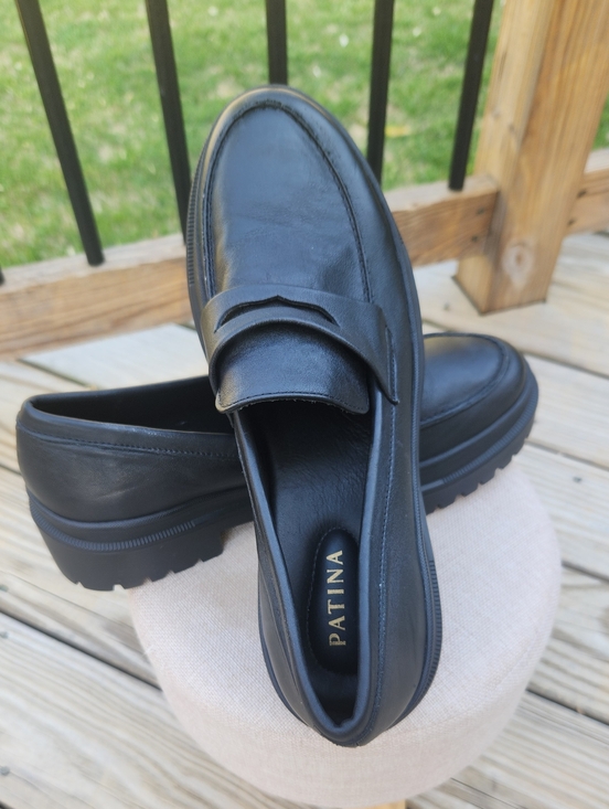 Patina Shoes - Chunky Patina  Black Platform Loafer - Sleek Women's Shoe